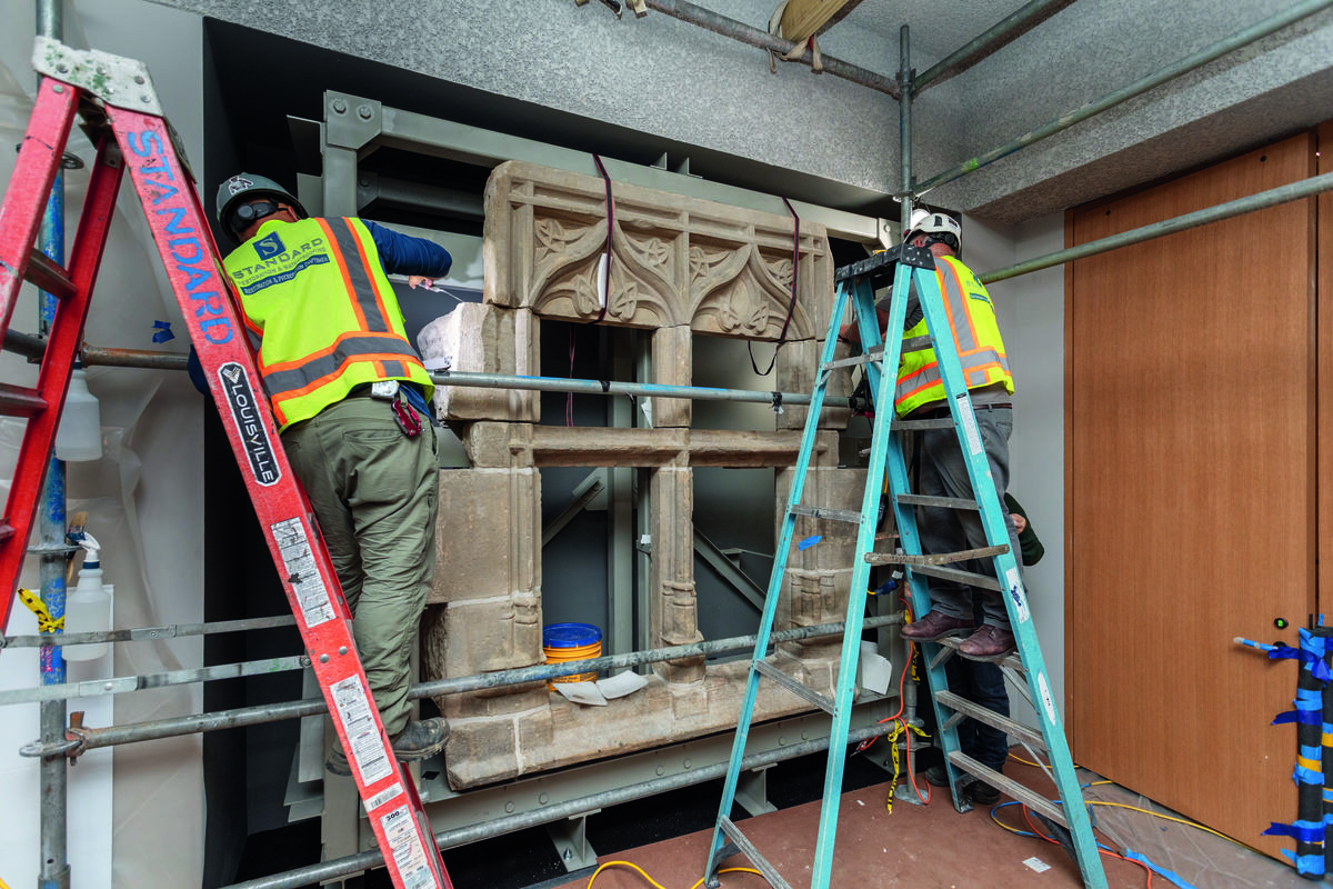 Installation of a 15th century stone window