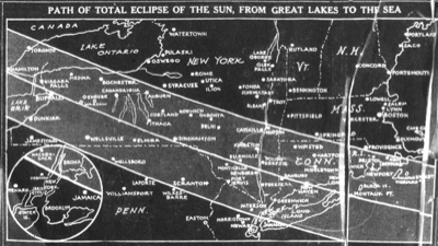 Path of the 1925 eclipse Butler Papers, Archives of American Art, Smithsonian Institution