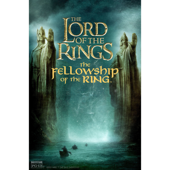 Movie poster with title Lord of the Rings, The Fellowship of the Rings in a bluish fog