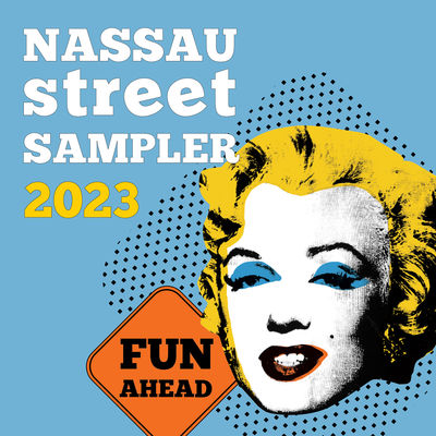 Nassau Street Sampler logo with an image of Marilyn Monroe's head and a construction sign