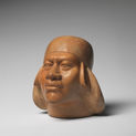 Mochica, Early Intermediate (Late Moche, Phase V): Vessel in the form of a notable wearing a turban, A.D. 500–800. Ceramic, molded, carved and burnished with cream and red slip. Bequest of Gillett G. Griffin (2016-1073).