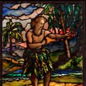 John La Farge, American, 1835–1910: Samoan Taupo Dancing the Siva, 1909.  Cloisonné stained glass. Gift of Oliver LaFarge Hamill (2017-233).