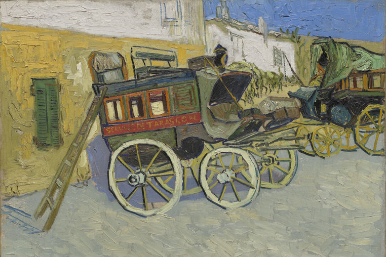 Vincent van Gogh (1853–1890), Tarascon Stagecoach, 1888. Oil on canvas; 71.4 × 92.5 cm, 99.5 x 119 x 10.5 cm. The Henry and Rose Pearlman Foundation on loan since 1976 to the Princeton University Art Museum (L.1988.62.11)