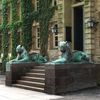 Pair of oxidized bronze tigers that flank the steps to Nassau Hall.