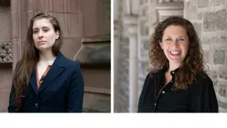 Composite headshots of curators Kit Brooks and MaryKate Cleary.