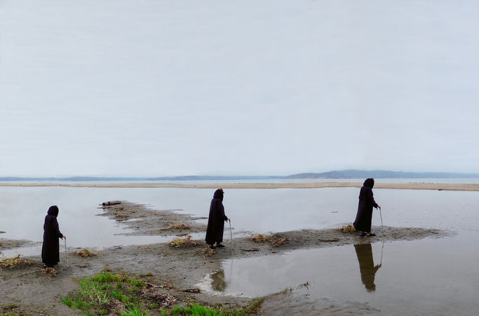 Helène Aylon (1931 - 2020; born, Brooklyn, NY; died, New York, NY), I Will Wait for the Landing, 2014. Color photograph mounted on board; 45.7 × 76.2 cm. Collection of Helène Aylon Estate, Courtesy of Leslie Tonkonow Artworks + Projects, New York