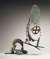 Nancy Graves  American, 1939–1995  Eclipse, 1987 Steel, wood, bronze with polychrome patina and baked enamel 99.7 x 86.4 x 25.4 cm Princeton University Art Museum, Gift of Hans Mautner, Class of 1959 2004-266