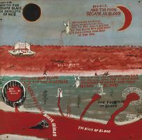 Howard Finster  American, 1916-2001 And the Moon Became as Blood, 1976 Enamel on fiberboard 74.93 x 76.52 cm Smithsonian American Art Museum, Gift of Herbert Waide Hemphill Jr. 1988.74.7